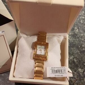 BCBGMaxAzria Gold-Tone Rectangular Watch